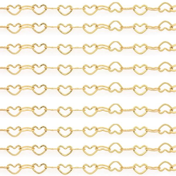 Heart Link Chain In Sterling Silver and Gold-filled Metals