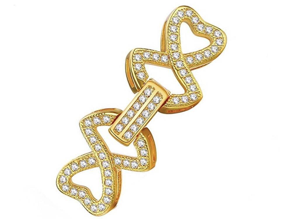 Gold Plated Fold Over Clasp with AAA Grade Cubic Zirconia Beads