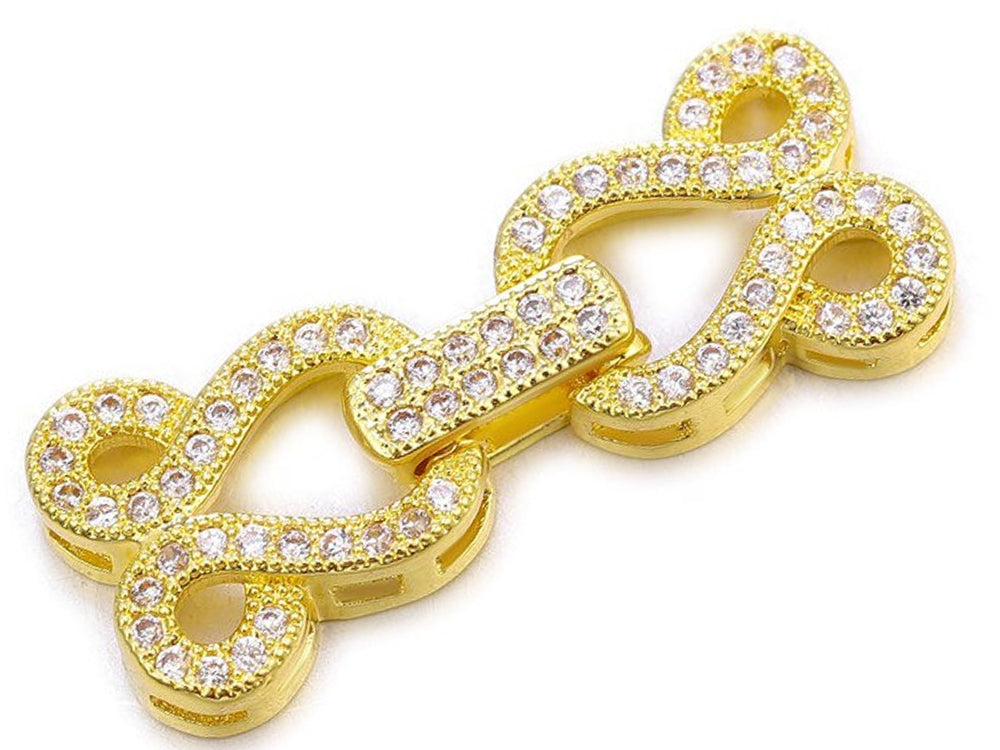 Gold Plated Fold Over Clasp with Cubic Zirconia