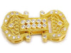 Triple Yellow Gold Plated Fold Over Clasps with Cubic Zirconia