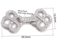 White Gold Plated Fold Over Clasp with Cubic Zirconia