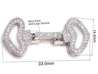 Triple White Gold Plated Fold Over Clasp with Cubic Zirconia