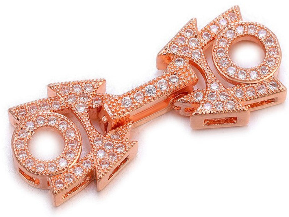 Rose Gold Plated Fold Over Clasp with Cubic Zirconia