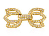 Yellow Gold Plated Fold Over Clasp with Cubic Zirconia with Flower Petal Design