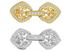 Ornate Triple Gold Plated Fold Over Clasps with Cubic Zirconia