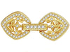 Triple Yellow Gold Plated Ornate Fold Over Clasp with Cubic Zirconia
