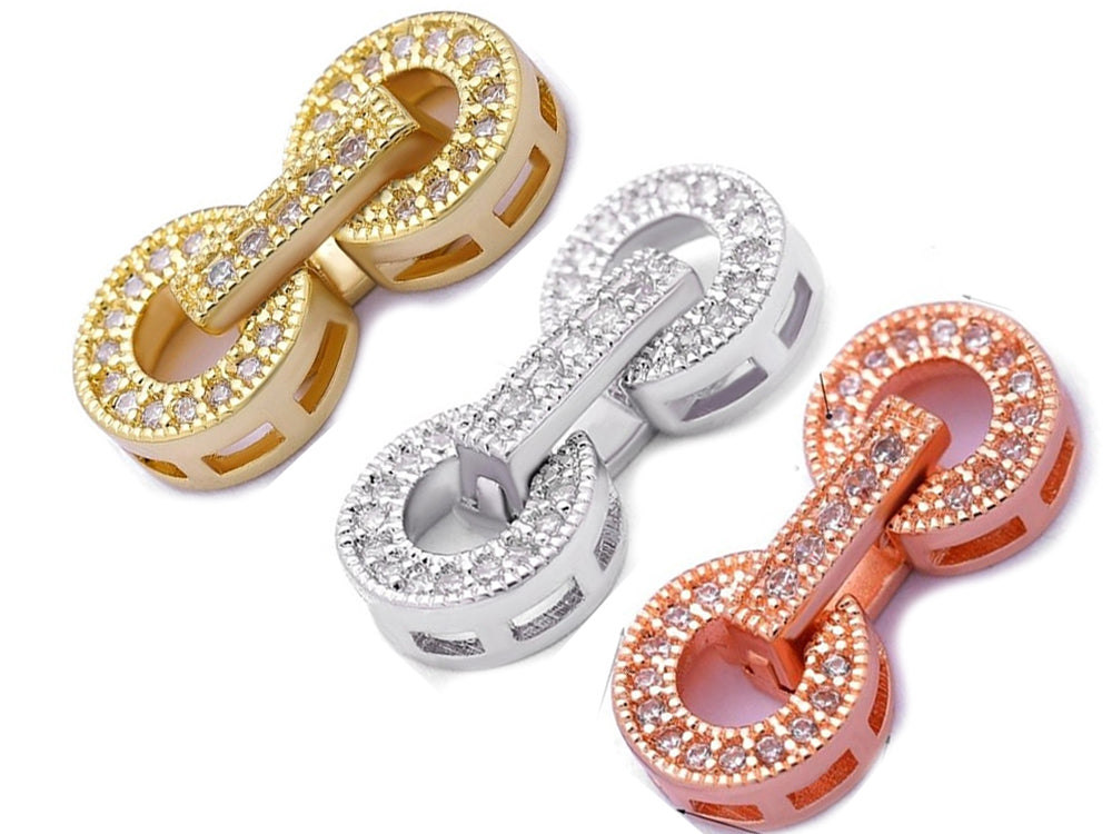 Triple Gold Plated Fold Over Clasp in Circle Design With Cubic Zirconia