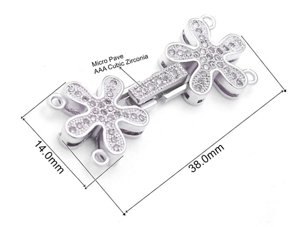 Flower Shape White Gold Plated Fold Over Clasp