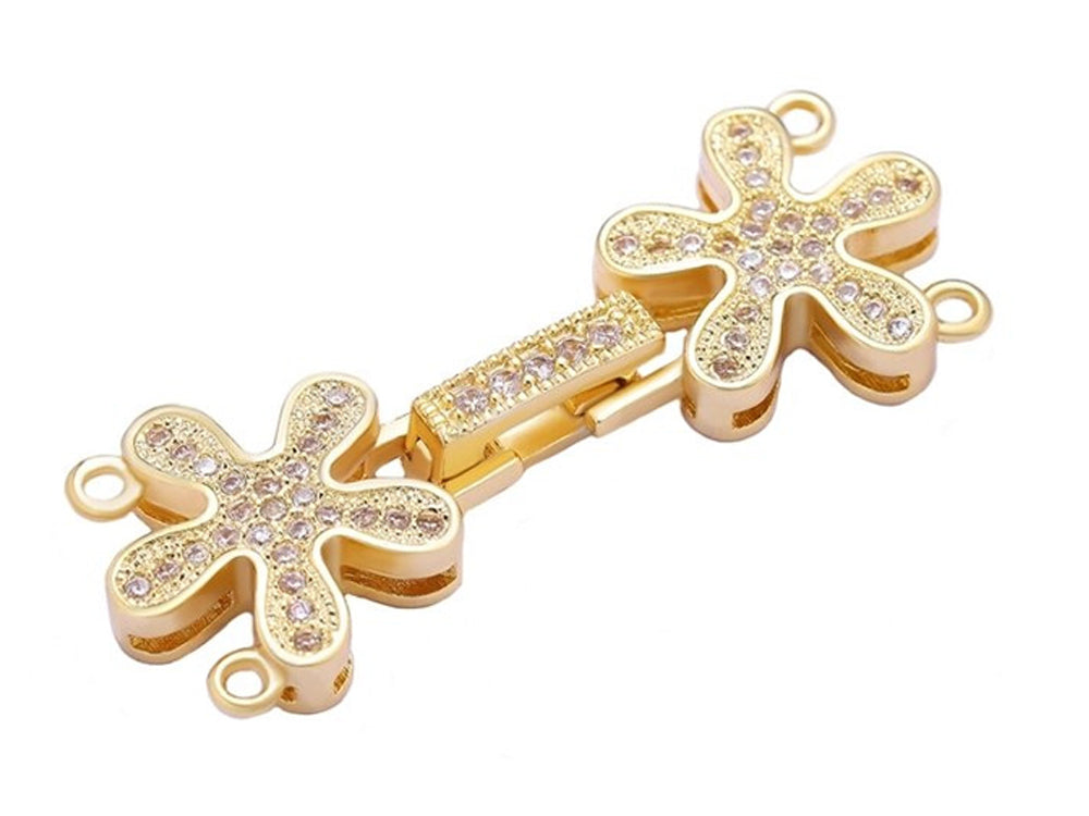 Flower Shape Yellow Gold Plated Fold Over Clasp