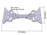 White Gold Plated Fold Over Clasp with Cubic Zirconia