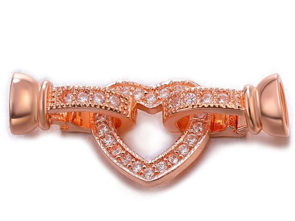 Triple Rose Gold Plated Heart Shaped Clasp with Cubic Zirconia