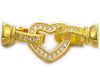 Heart Shaped Clasp Triple Yellow Gold Plated with Cubic Zirconia