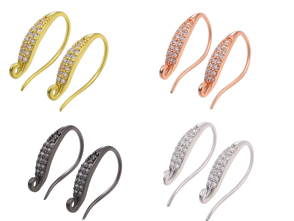 Triple Gold Plated Earring Hooks with Cubic Zirconia in Four Color Options