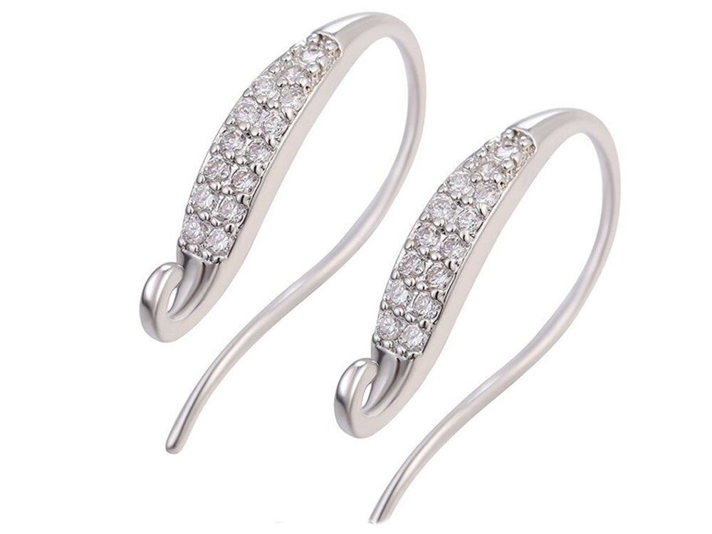 Triple White Gold Plated Earring Hooks with Cubic Zirconia
