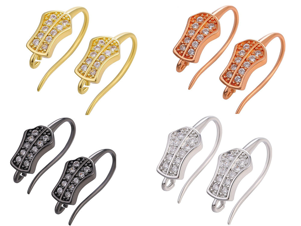 Triple Gold Plated Earring Wires with Cubic Zirconia in 4 Color Options