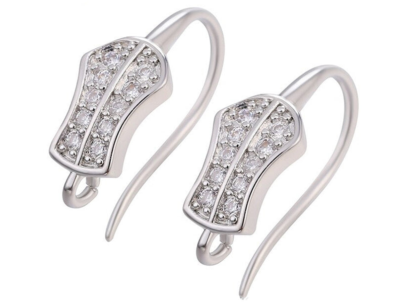 Triple White Gold Plated Earring Hooks with Cubic Zirconia