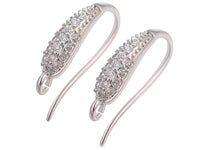 White Gold Plated Earring Hooks with Cubic Zirconia