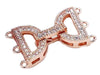 Rose Gold Plated Three Strand Fold Over Clasp With Cubic Zirconia