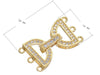 Yellow Gold Plated Three Strand Fold Over Clasp With Cubic Zirconia
