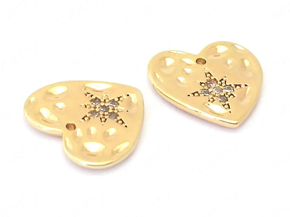 24K Gold Plated Heart Shaped Charms or Pendants Side
