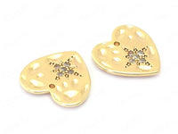 24K Gold Plated Heart Shaped Charms or Pendants Top