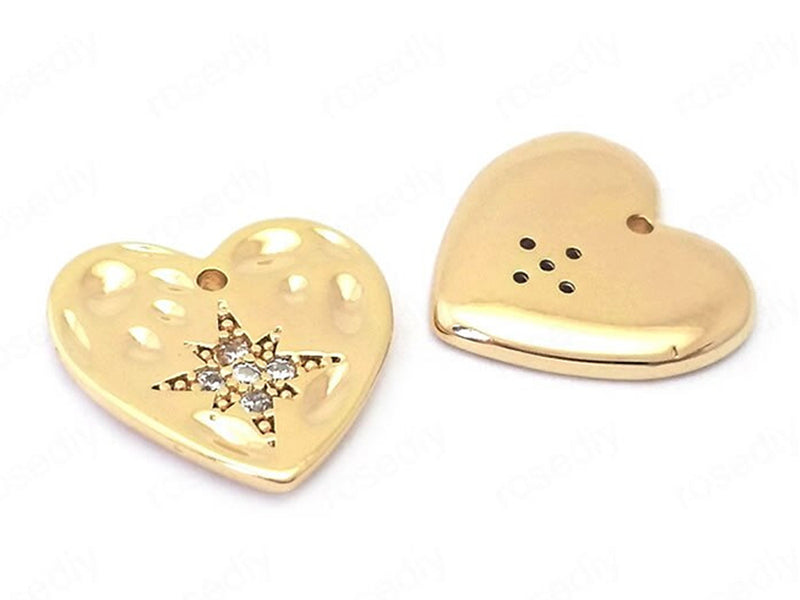 24K Gold Plated Heart Shaped Charms or Pendants Back