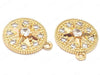 24K Coin Shaped Pendant/Charms | Cubic Zirconia | Star Design | 13.5mm
