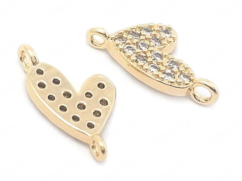 24K Gold Plated Heart Shaped Pendant with Cubic Zirconia Back