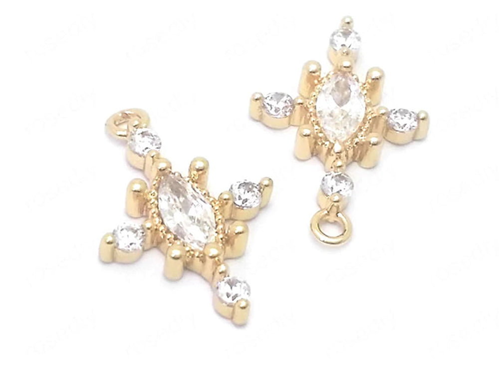24K Gold Plated Pendant or Charm with Cubic Zirconia