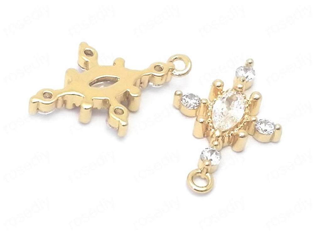 24K Gold Plated Pendant or Charm with Cubic Zirconia Back