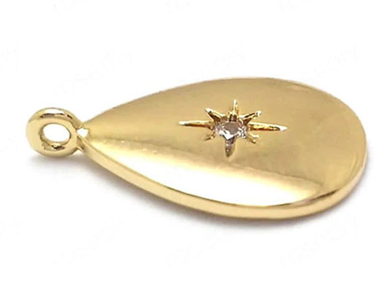 24K Gold Plated Charms with Starburst Design and Cubic Zirconia Closeup