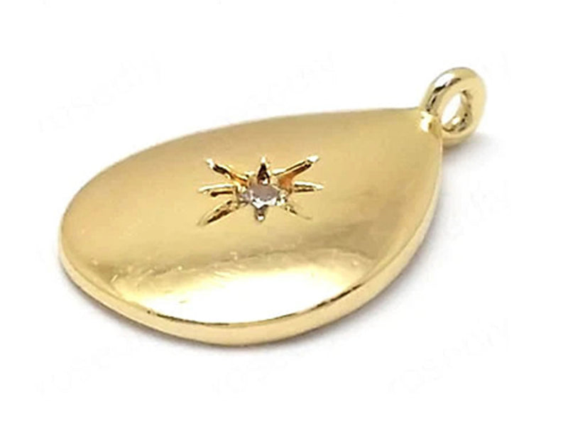  24K Gold Plated Charms with Starburst Design and Cubic Zirconia Top