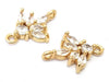  24K Gold Plated Flower Charms/Pendant with Cubic Zirconia Side