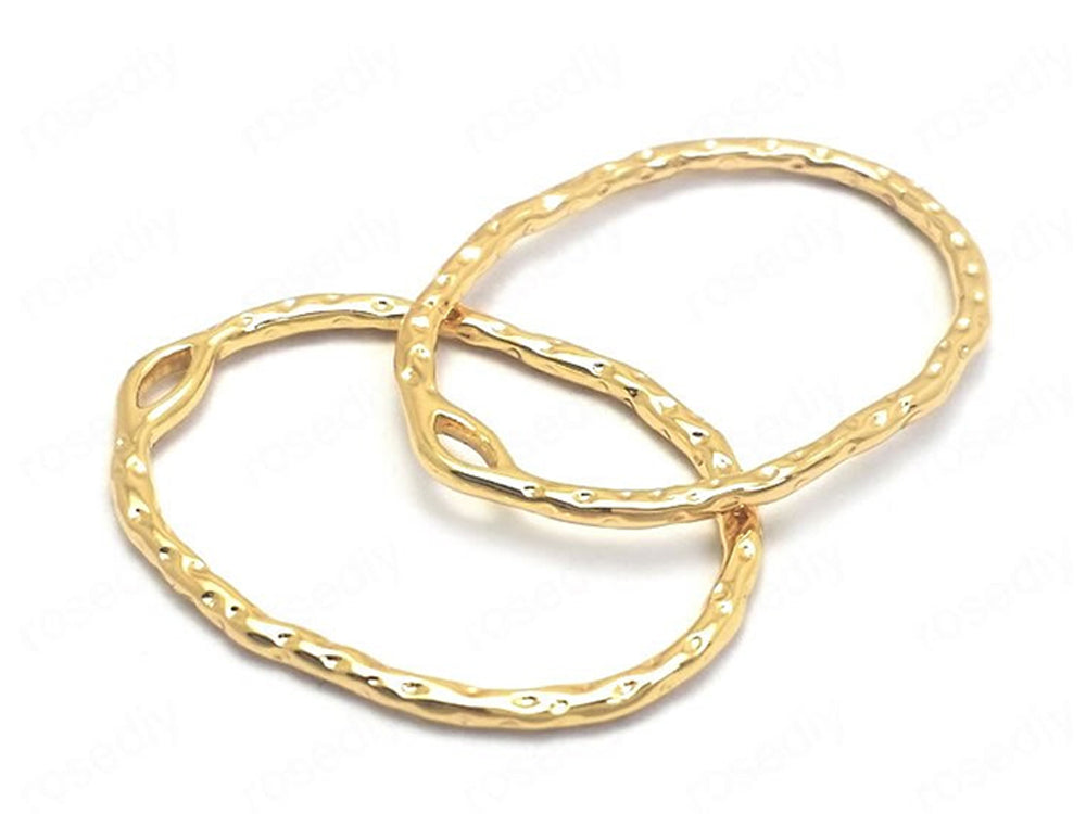 24K Gold Plated Links & Connectors with Hammered Design Stacked