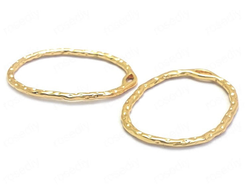 24K Gold Plated Links & Connectors with Hammered Design Top