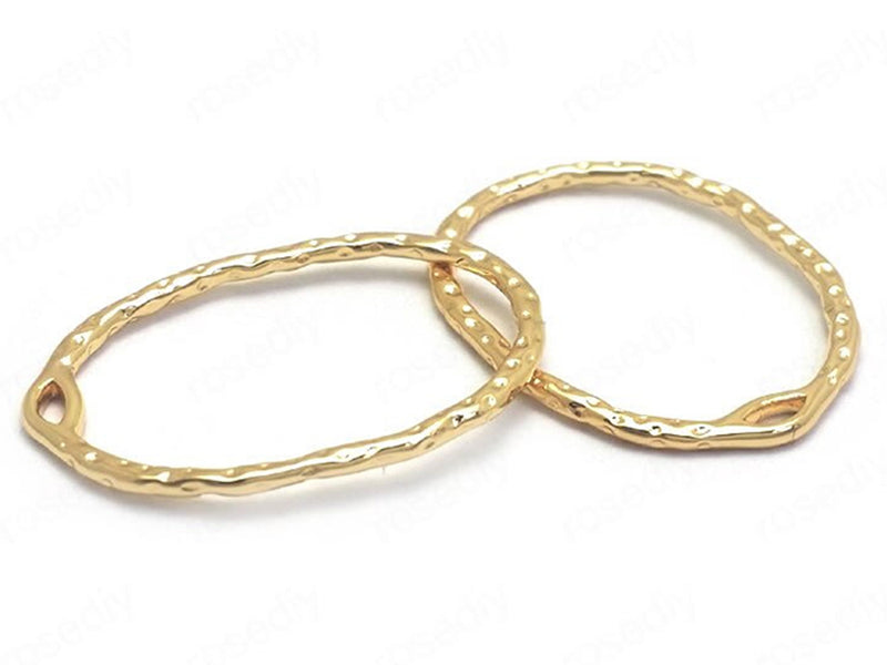 24K Gold Plated Links & Connectors with Hammered Design Front