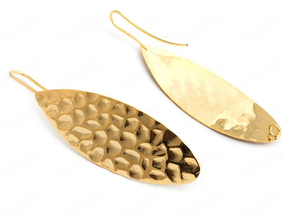 Hammered Earring Findings in 24K Gold Plated