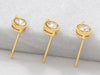 24K Gold Plated Posts with Cubic Zirconia and Ring Side