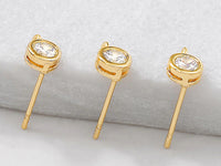 24K Gold Plated Posts with Cubic Zirconia and Ring Side