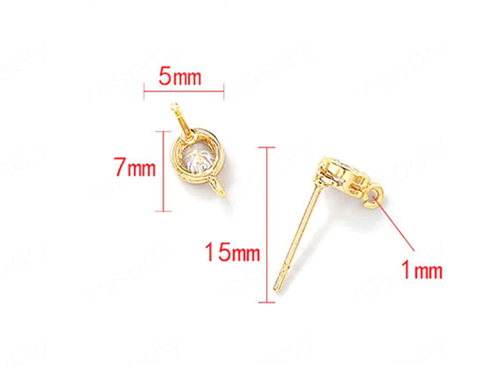 24K Gold Plated Posts with Cubic Zirconia and Ring Dimensions
