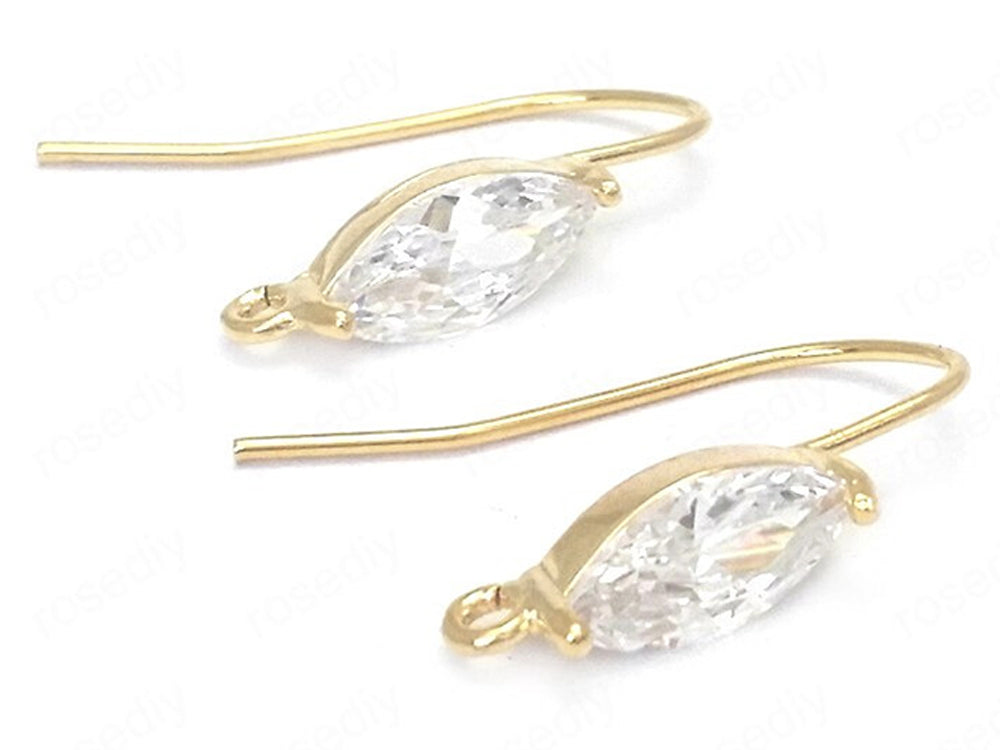 24K Gold Plated Ear Wire with Cubic Zirconia 