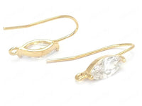 24K Gold Plated Earring Hooks with Cubic Zirconia 