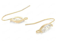 24K Gold Plated Ear Wire with Cubic Zirconia  Back