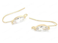 24K Gold Plated Earring Wire with Cubic Zirconia 