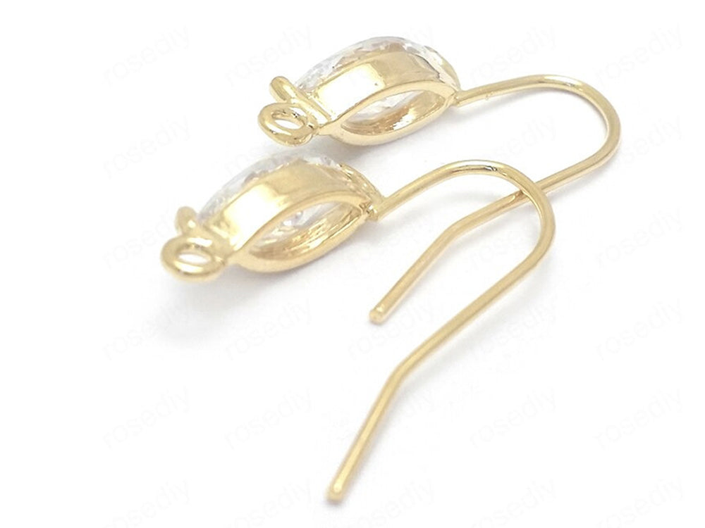 24K Gold Plated Ear Wire with Cubic Zirconia  Side