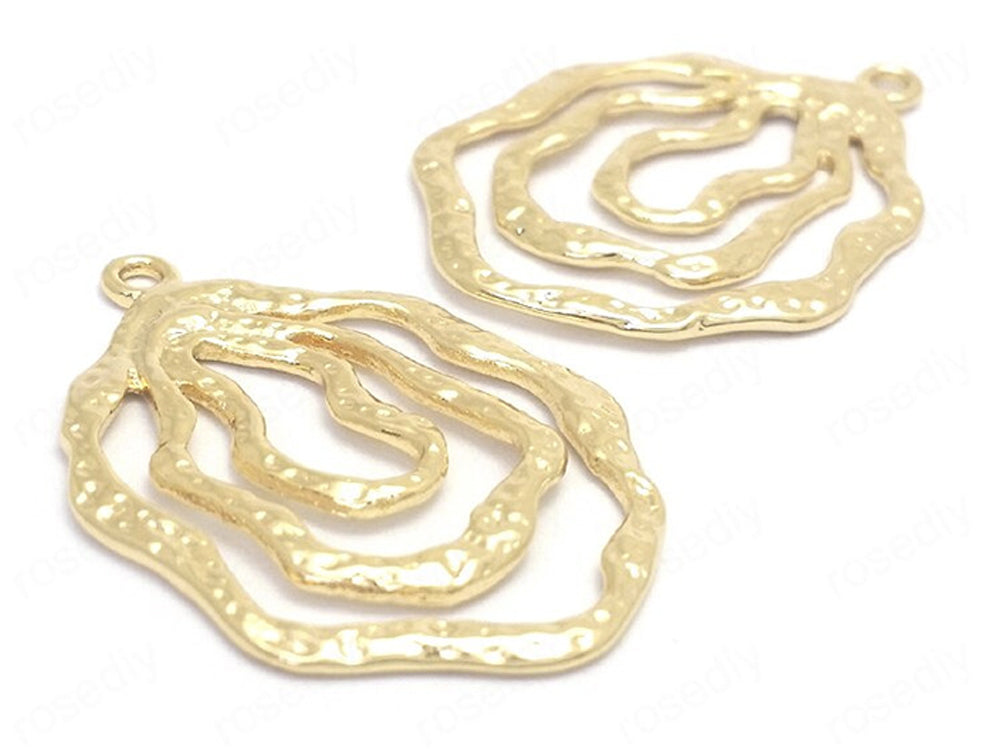 24K Gold Plated Charms Earring Findings Pendants 22mm x 31mm