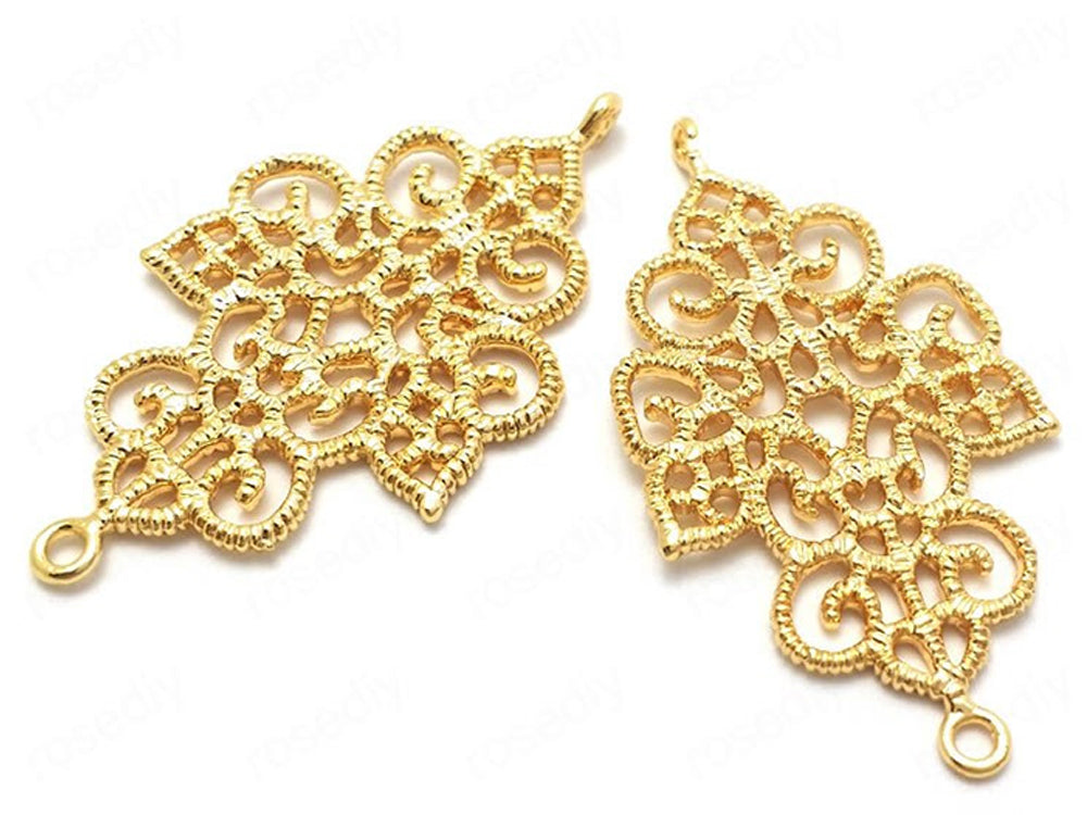 24K Gold Plated Filagree Components For Earrings
