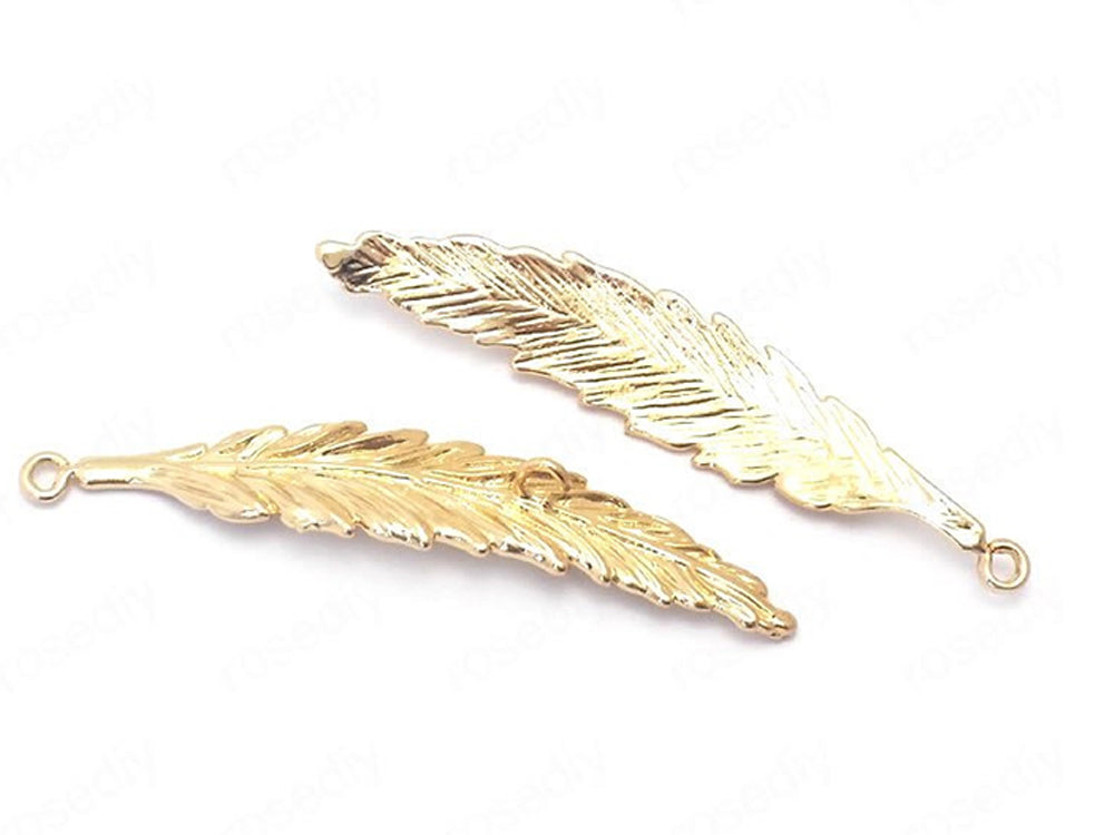 24K Gold Plated Leaf Charms | 10mm x 51.5mm | Leaves