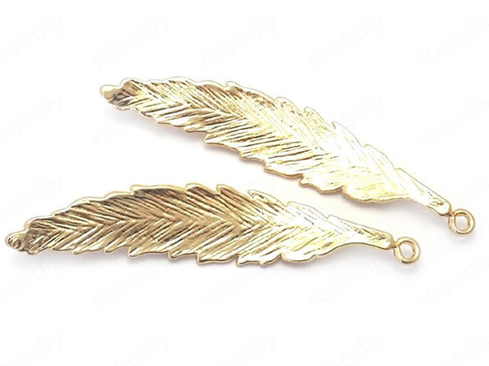 24K Gold Plated Leaf Charms | 10mm x 51.5mm | Leaves