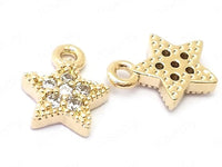 24K Gold Plated Star Charms with Cubic Zirconia Back